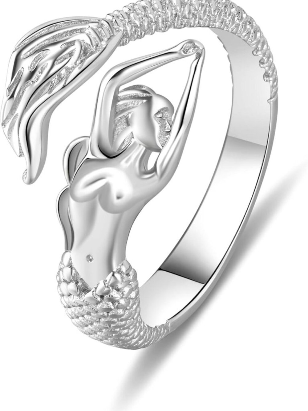 Adjustable 925 Sterling Silver Mermaid Ring for Women | Ocean Fantasy Jewelry